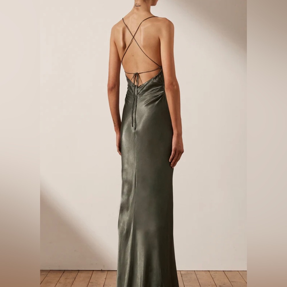 Shona Joy La Lune Lace Back Maxi Dress (US 4) Olive